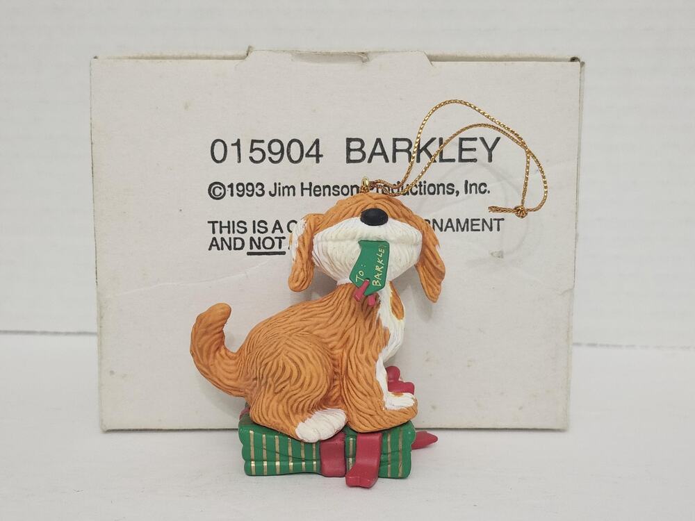 1993 Grolier Barkley Sesame Street Christmas Ornament Jim Henson Boxed